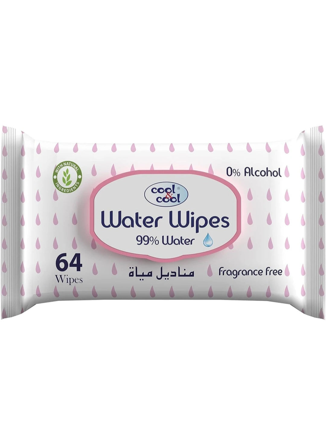 Cool & Cool Soft & Skin Safe Water Wipes 64 Wipes Pack